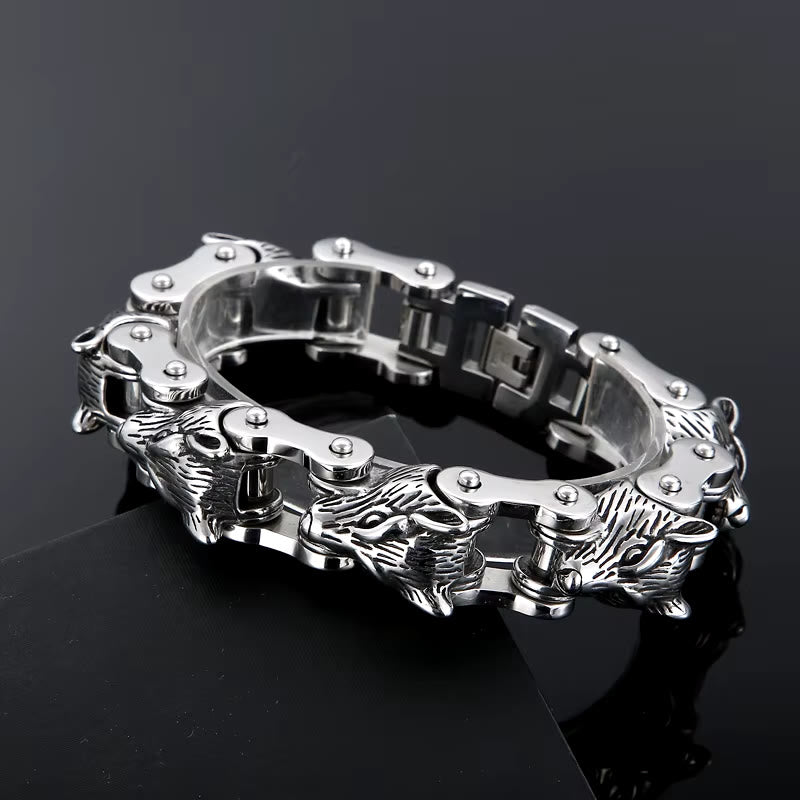 WorldNorse Viking Wolf Steel Bracelet