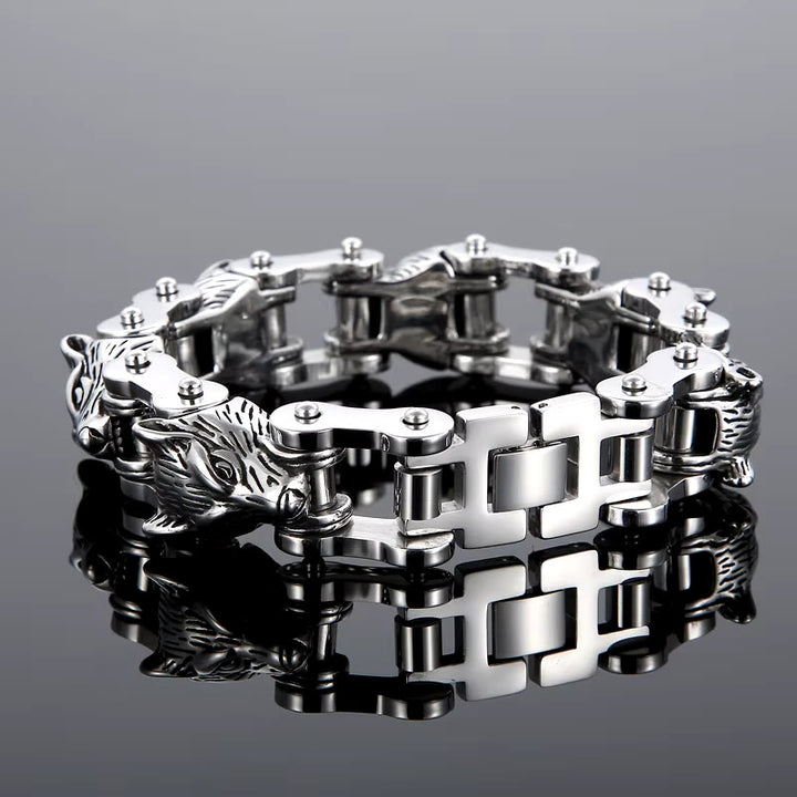 WorldNorse Viking Wolf Steel Bracelet