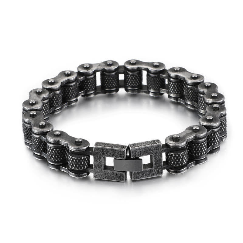 WorldNorse Motorcycle Chain Solid Bracelet - Retro Black 22.5 cm - image 0