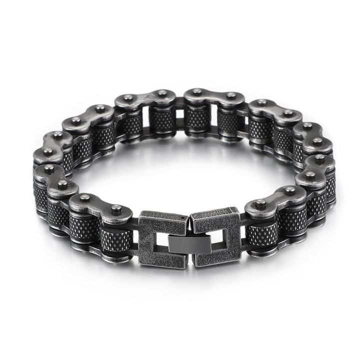 WorldNorse Motorcycle Chain Solid Bracelet - Retro Black 22.5 cm - image 0