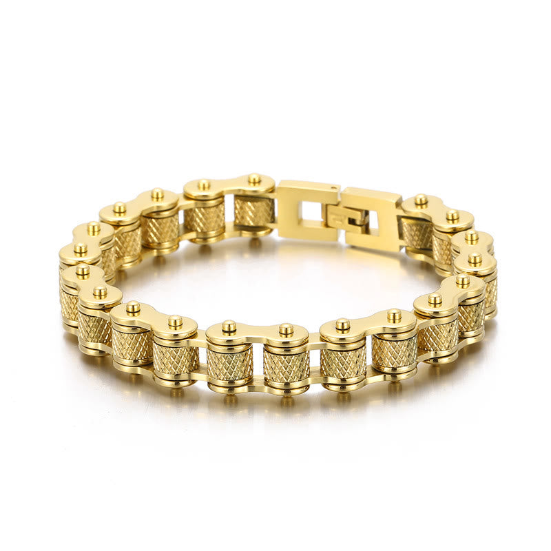 WorldNorse Motorcycle Chain Solid Bracelet - Gold 22.5 cm - image 12