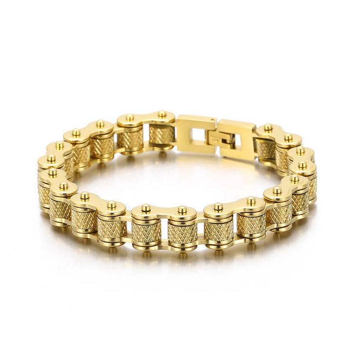 WorldNorse Motorcycle Chain Solid Bracelet - Gold 22.5 cm - image 12