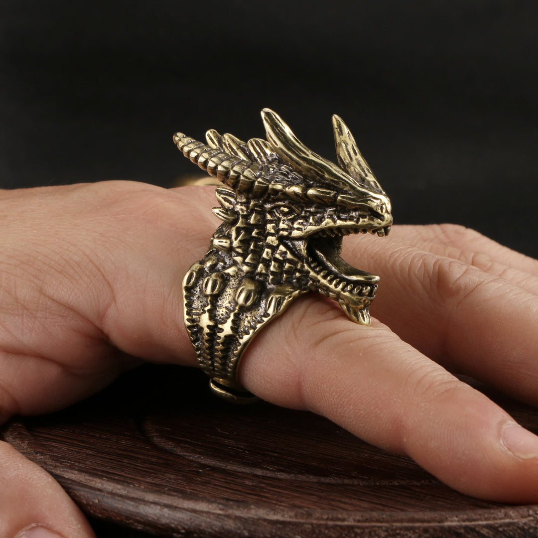 WorldNorse Warcraft Tyrannosaurus Dragon Head Ring - Glacier Dragon - image 3