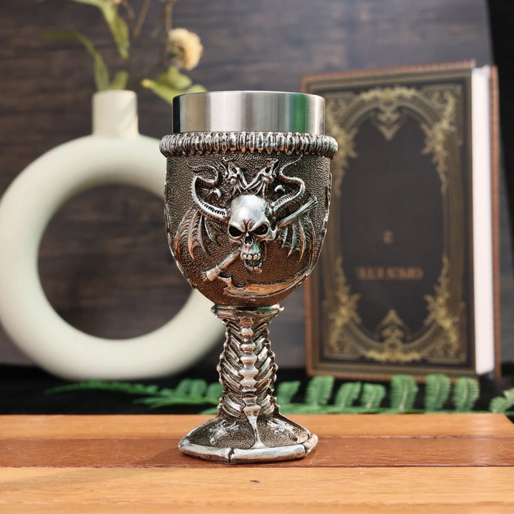 WorldNorse Skull Skeleton Sickle Goblet