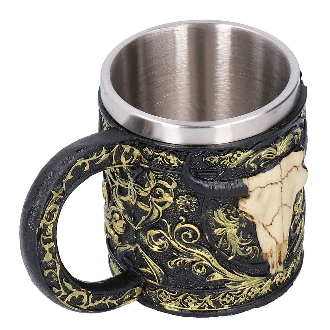 WorldNorse Carved Bull Skull Tankard Mug