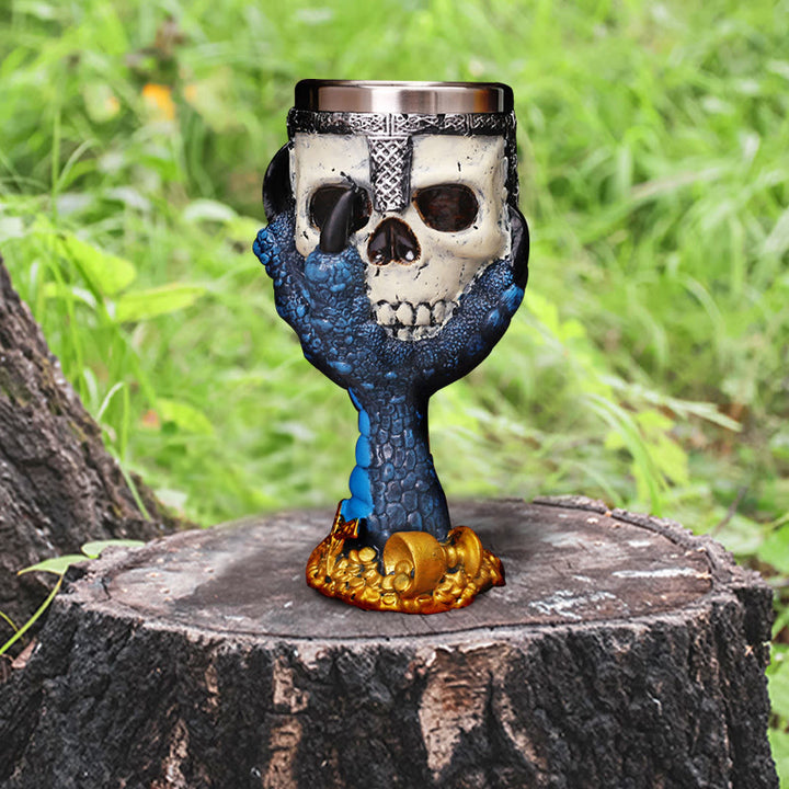 WorldNorse Blue Scale Clawed Skull Goblet