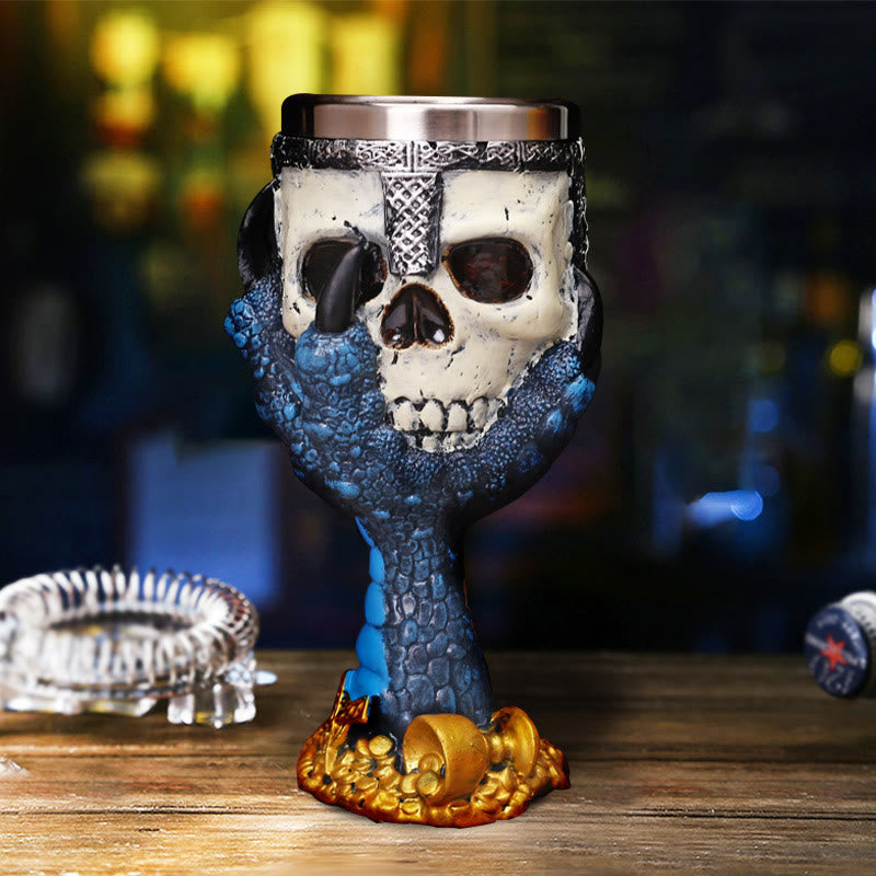 WorldNorse Blue Scale Clawed Skull Goblet