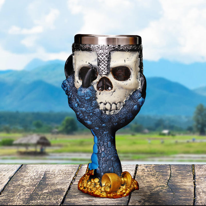 WorldNorse Blue Scale Clawed Skull Goblet