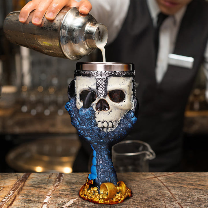 WorldNorse Blue Scale Clawed Skull Goblet