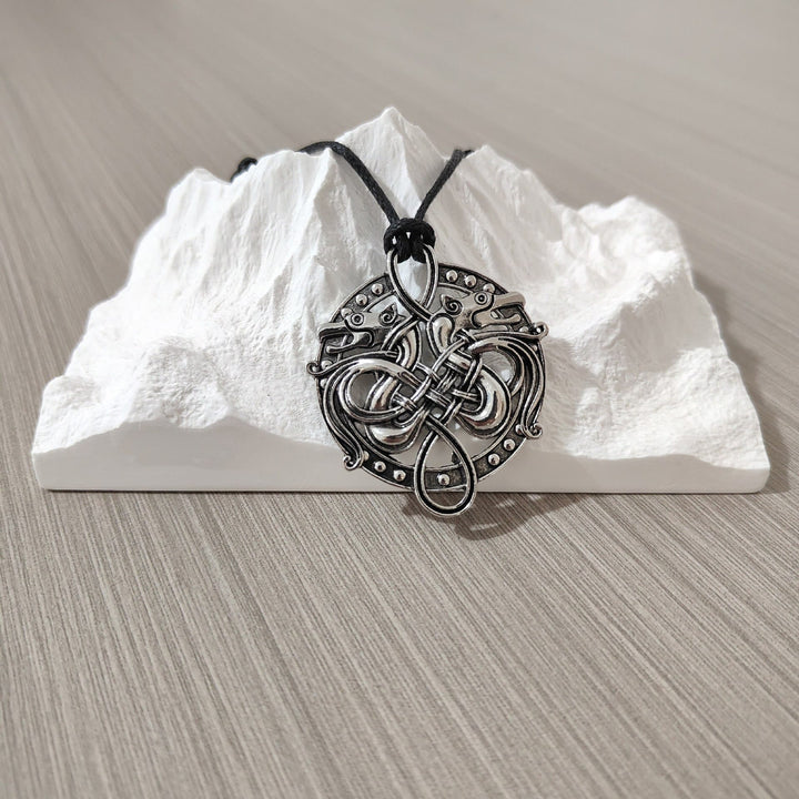 WorldNorse Double Wolf Head Pirate Necklace - Retro Silver - image 6