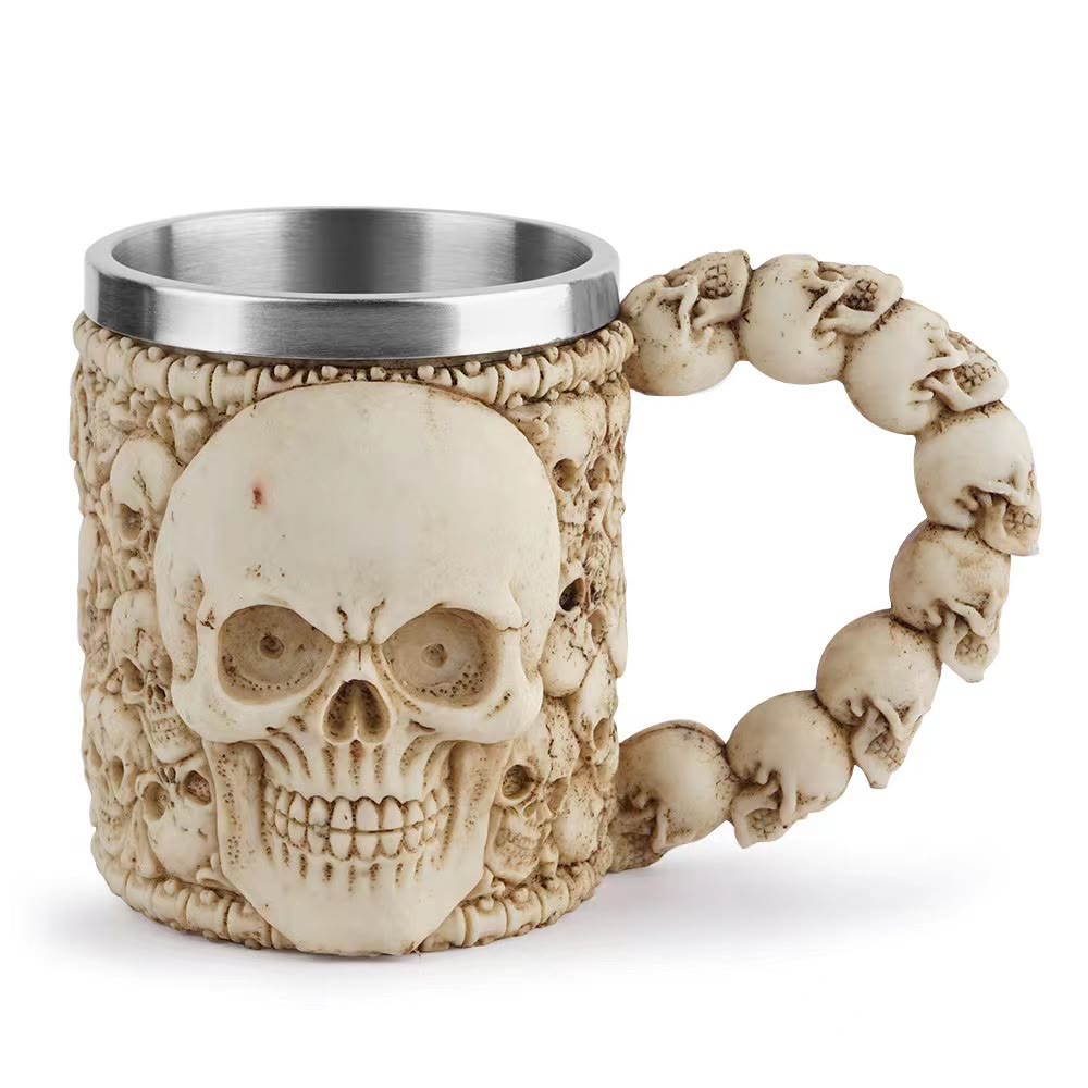 WorldNorse Skull Skeleton Spine Goblet Mug