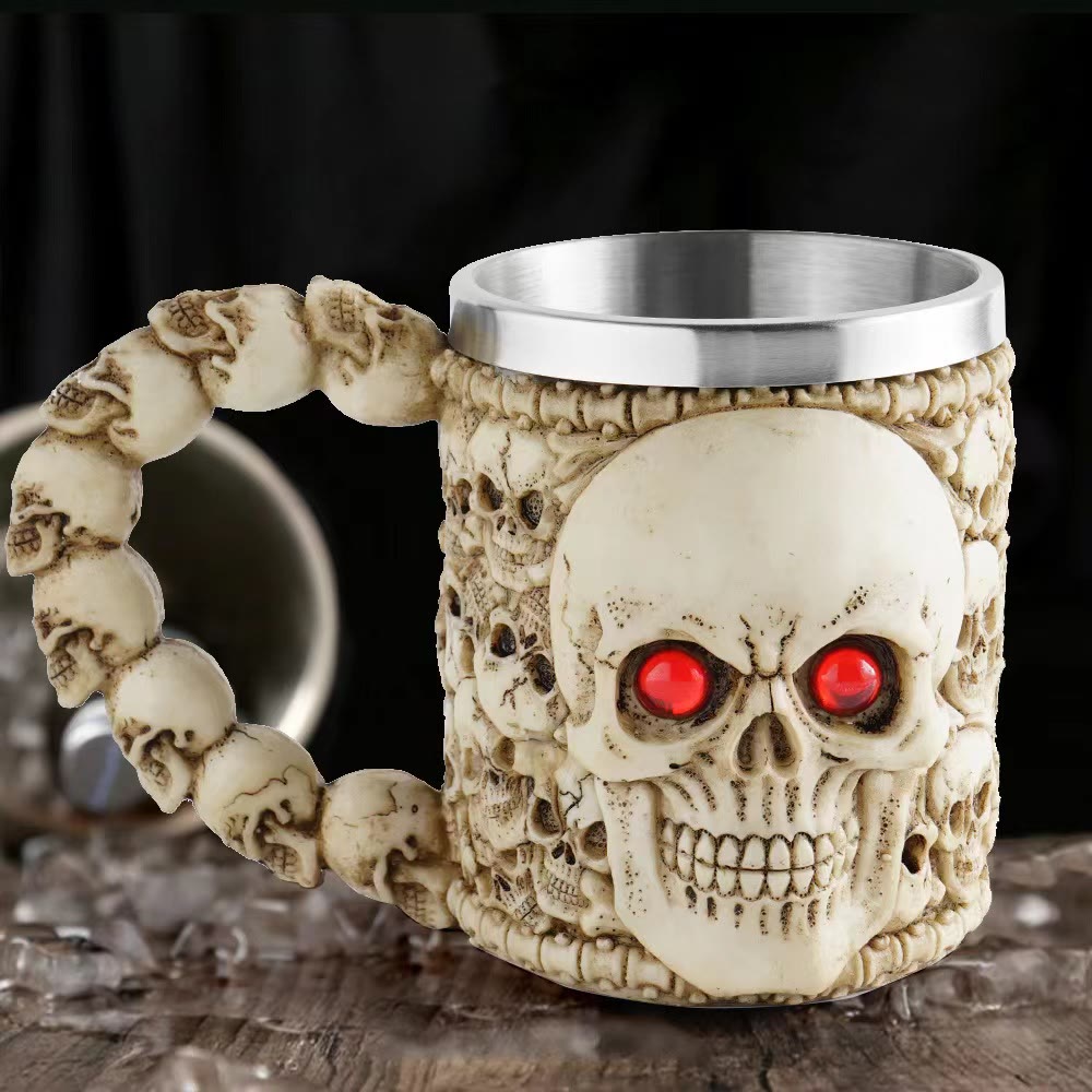 WorldNorse Skull Skeleton Spine Goblet Mug