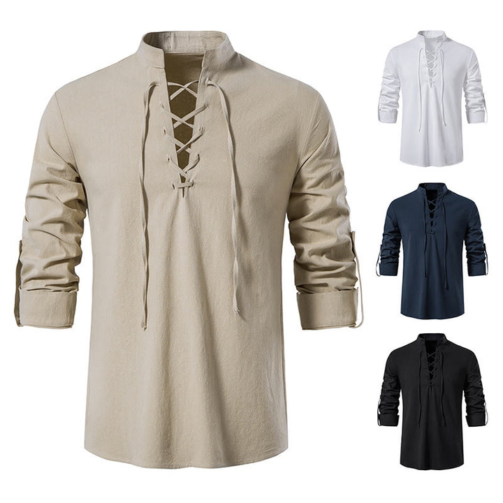 WorldNorse Medieval Lace-Up Tunic Henley Costume Shirt