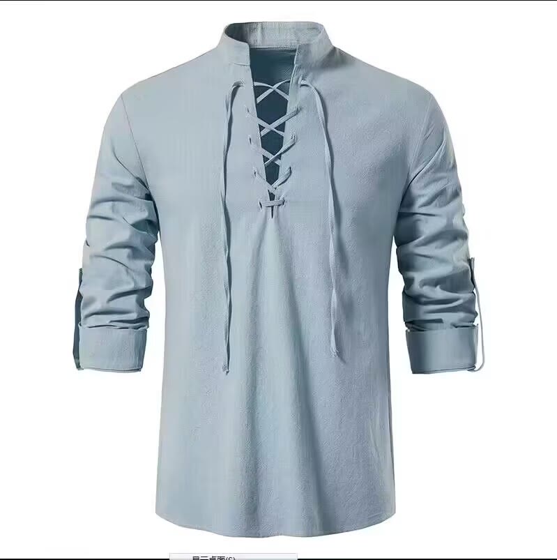 WorldNorse Medieval Lace-Up Tunic Henley Costume Shirt