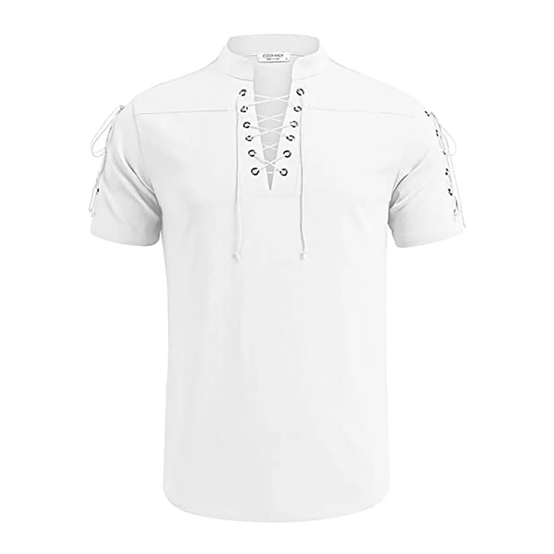 WorldNorse Medieval Lace-Up Short Sleeve Costume Shirt