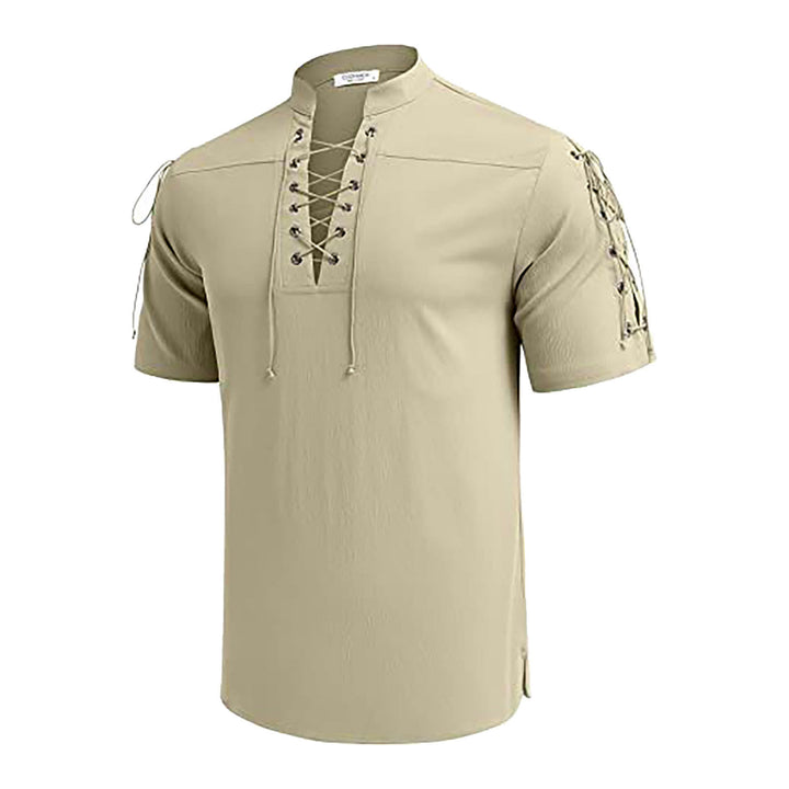 WorldNorse Medieval Lace-Up Short Sleeve Costume Shirt