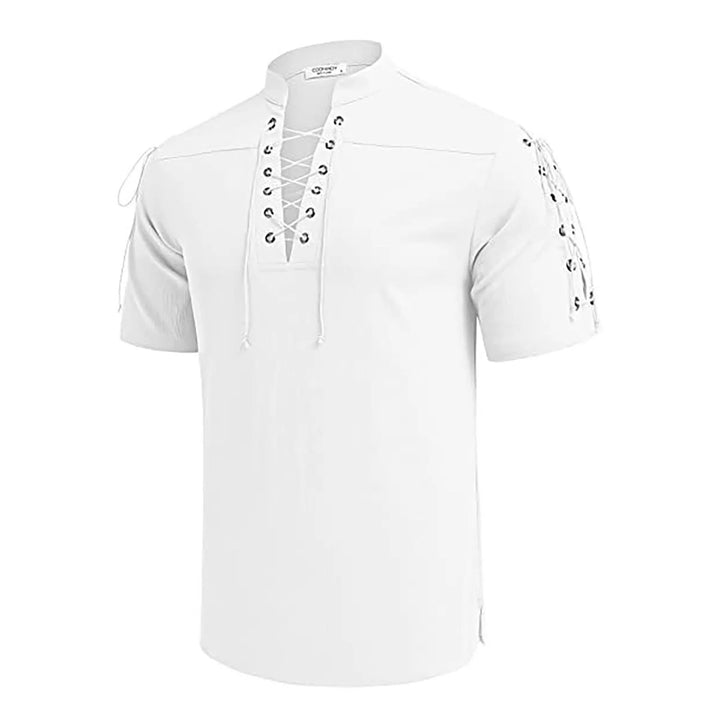 WorldNorse Medieval Lace-Up Short Sleeve Costume Shirt