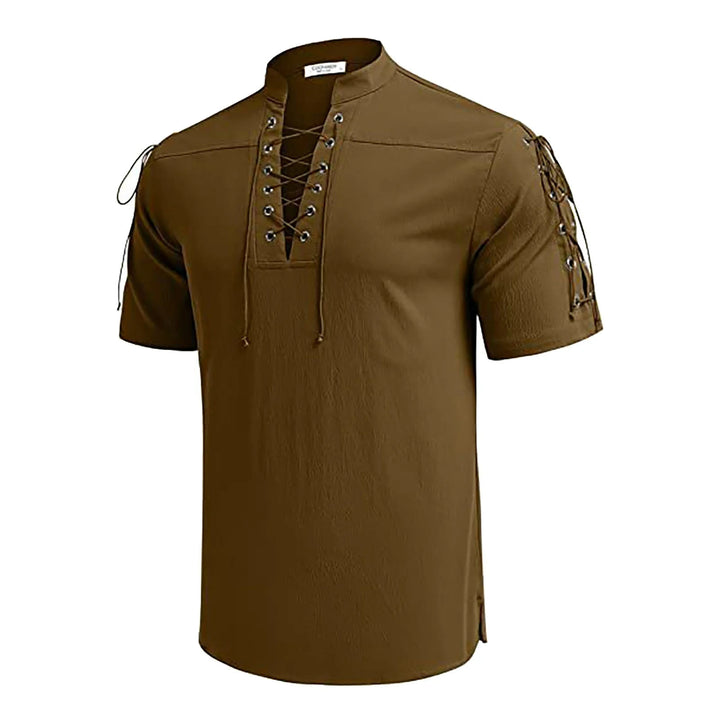 WorldNorse Medieval Lace-Up Short Sleeve Costume Shirt