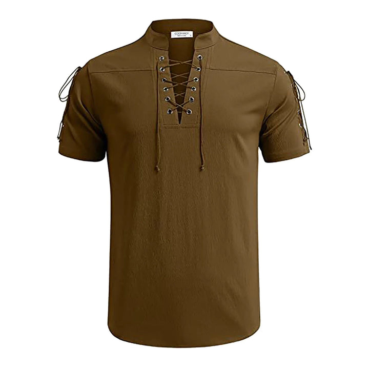 WorldNorse Medieval Lace-Up Short Sleeve Costume Shirt