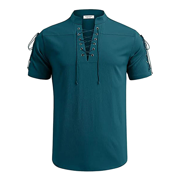 WorldNorse Medieval Lace-Up Short Sleeve Costume Shirt