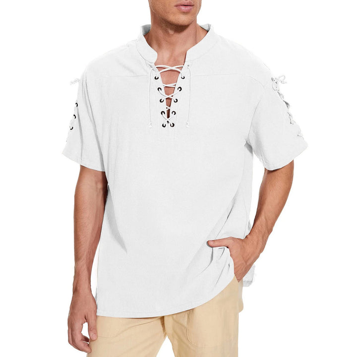 WorldNorse Medieval Lace-Up Short Sleeve Costume Shirt