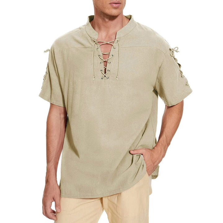 WorldNorse Medieval Lace-Up Short Sleeve Costume Shirt