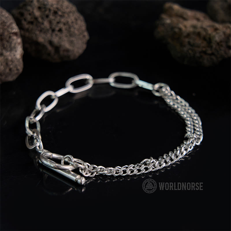 WorldNorse Two Chain One Word Buckle Bracelet