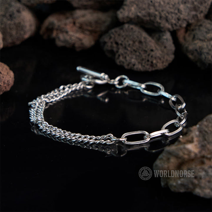 WorldNorse Two Chain One Word Buckle Bracelet