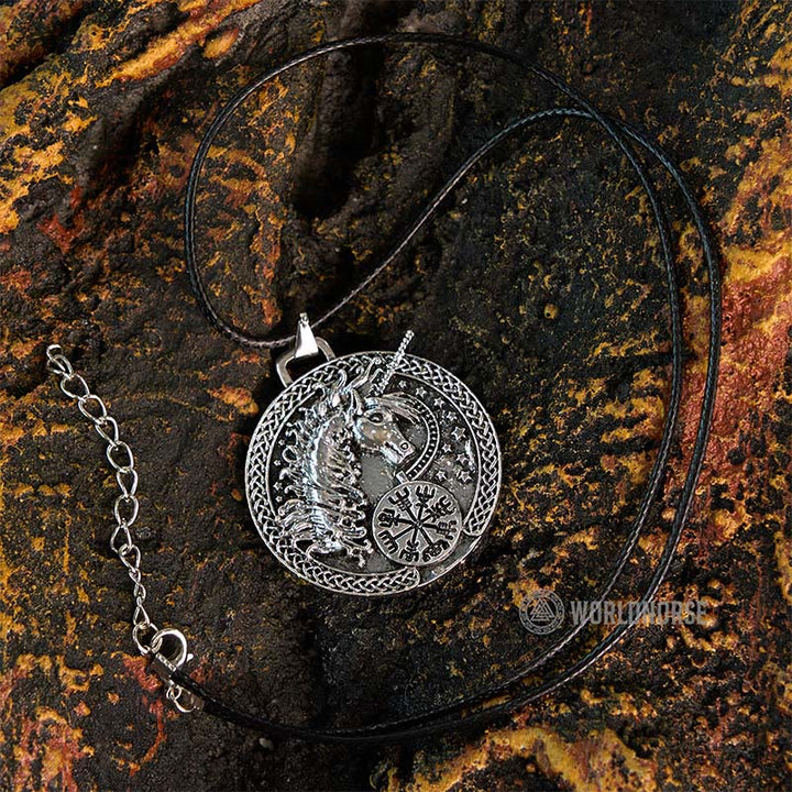 WorldNorse Celtic Vegvisir Unicorn Necklace