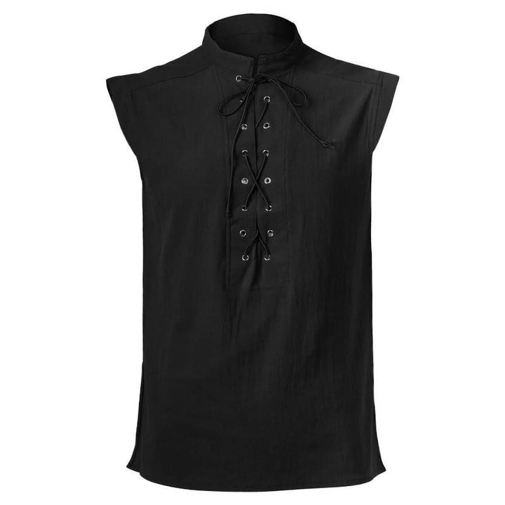 WorldNorse Medieval Sleeveless Lace-Up Collar Costume Shirt