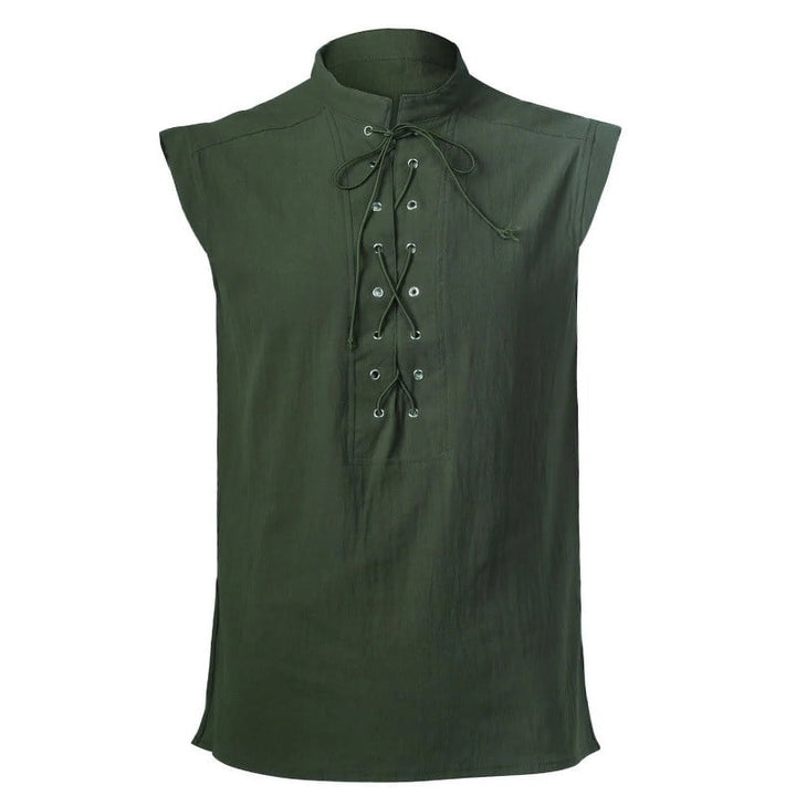 WorldNorse Medieval Sleeveless Lace-Up Collar Costume Shirt