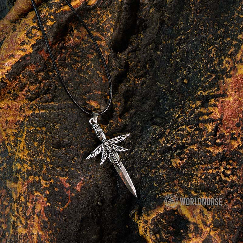 WorldNorse Skull Dragonfly Dagger Necklace