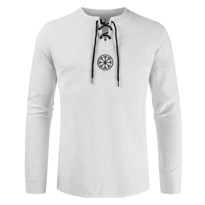 WorldNorse Helm Of Awe Lace-Up Collar Costume Shirt