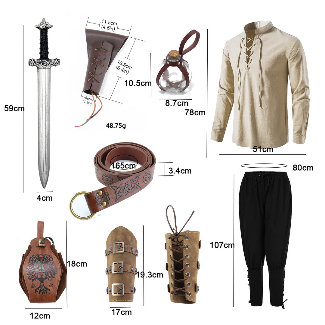 WorldNorse Viking Medieval Pirate Shirt Costume Set