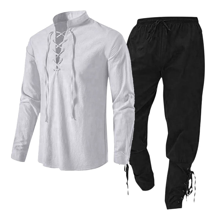 WorldNorse Medieval Viking 2-8-Piece Costume Set  - White Shirt + Black Pant - 3XL - image 9