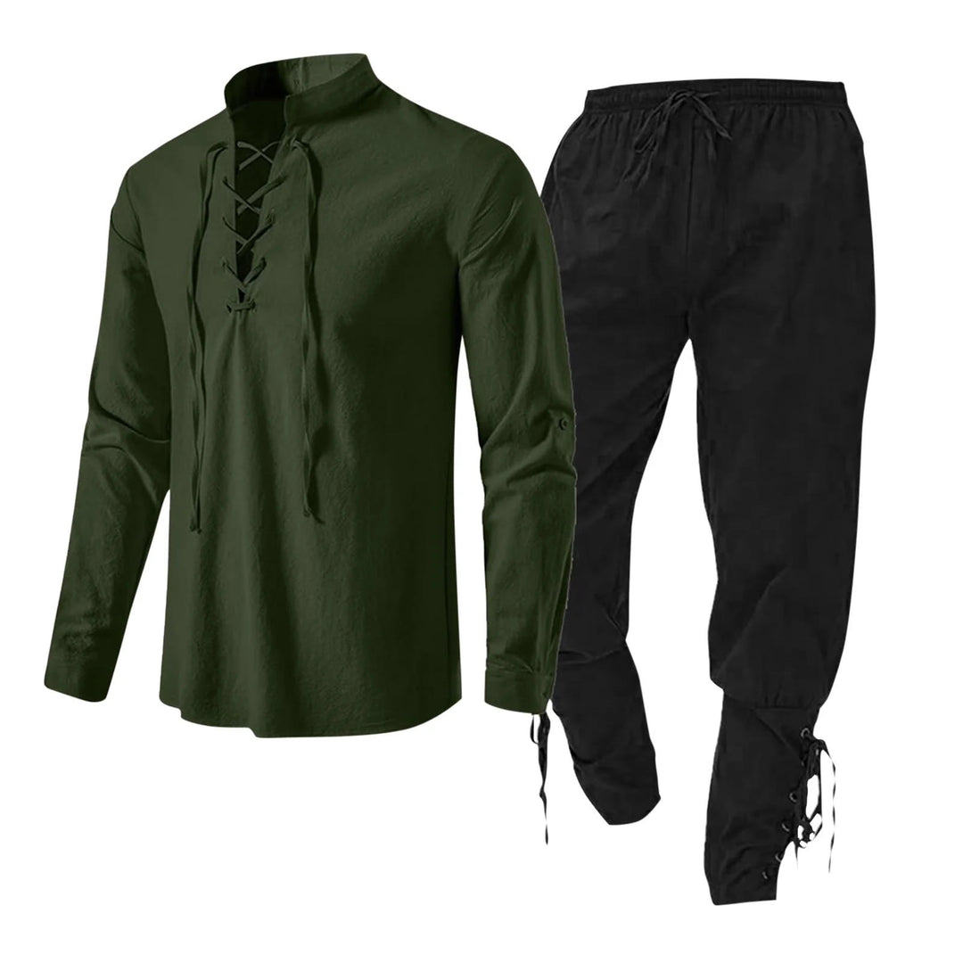 WorldNorse Medieval Viking 2-8-Piece Costume Set  - Green Shirt + Black Pant - 3XL - image 5