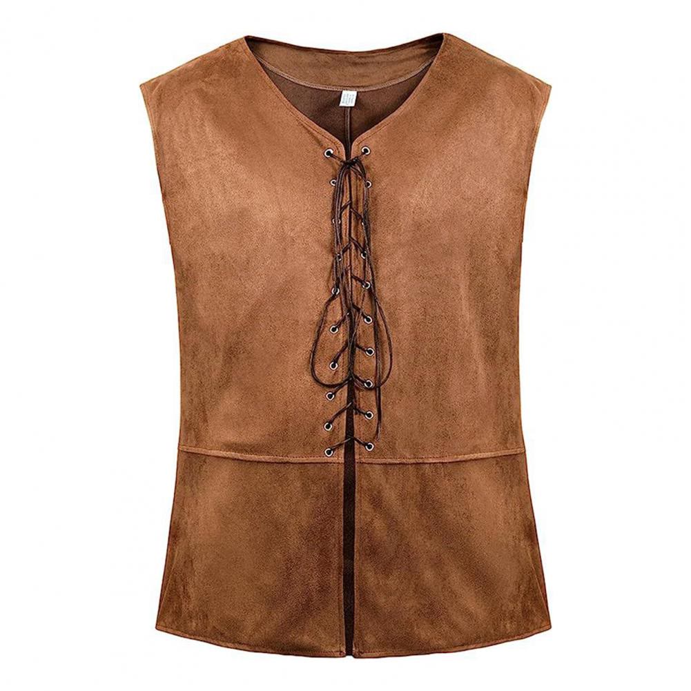WorldNorse Medieval Lace-Up Vest Costume Waistcoat - Light Brown - 2XL - image 1
