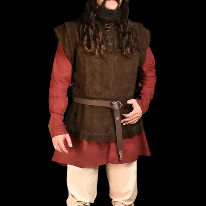 WorldNorse Medieval Suede Lace-Up Costume Waistcoat