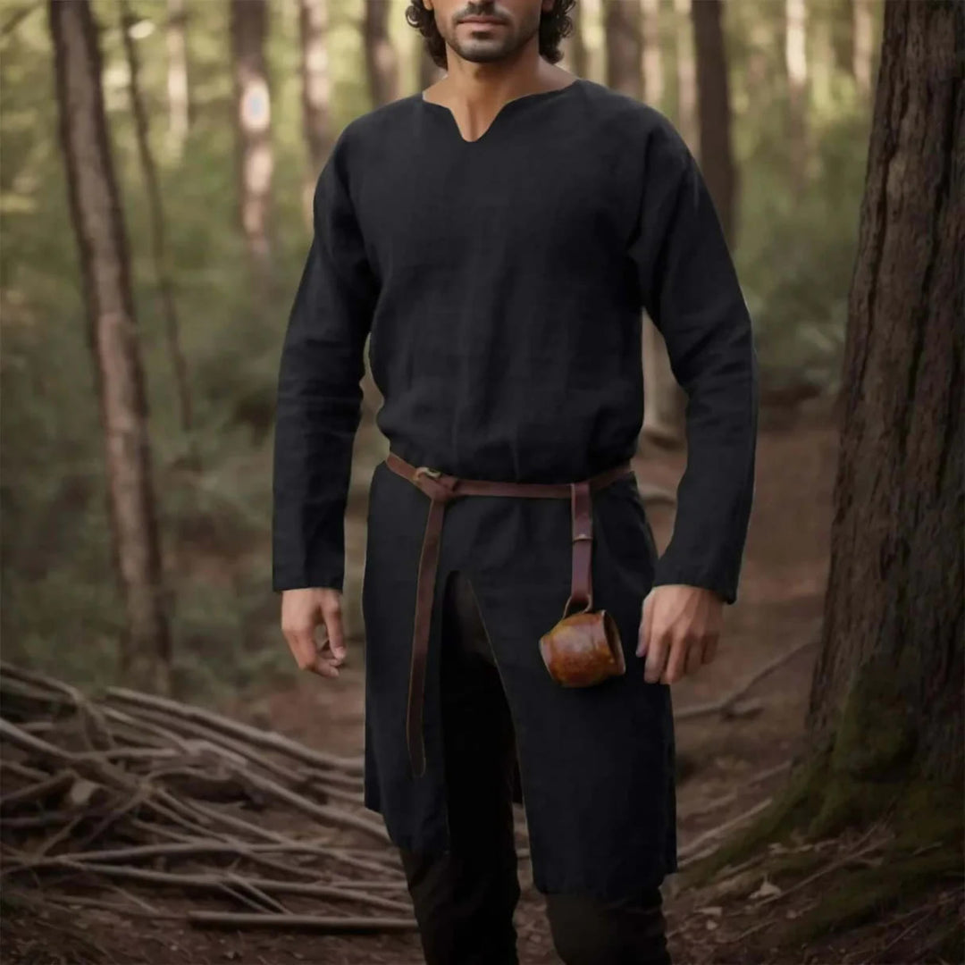 WorldNorse Medieval Knight Notch Neck Costume Robe - Black - 3XL - image 2