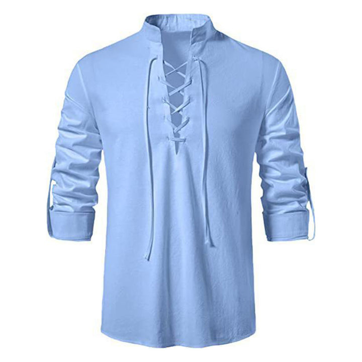 WorldNorse Medieval Lace-Up Pirate Tunic Costume Shirt - Light Blue - 3XL - image 18