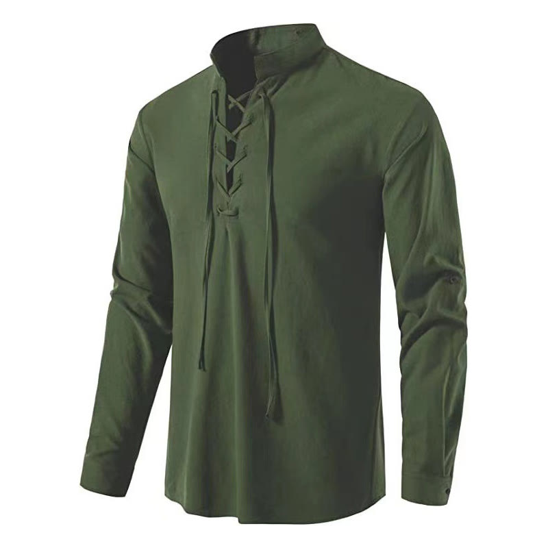 WorldNorse Medieval Lace-Up Pirate Tunic Costume Shirt - Green - 3XL - image 16