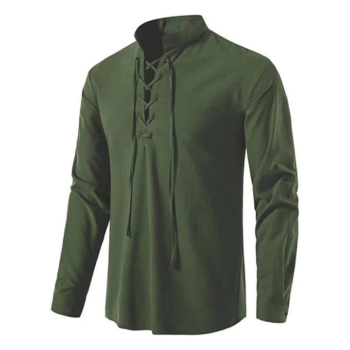 WorldNorse Medieval Lace-Up Pirate Tunic Costume Shirt - Green - 3XL - image 16