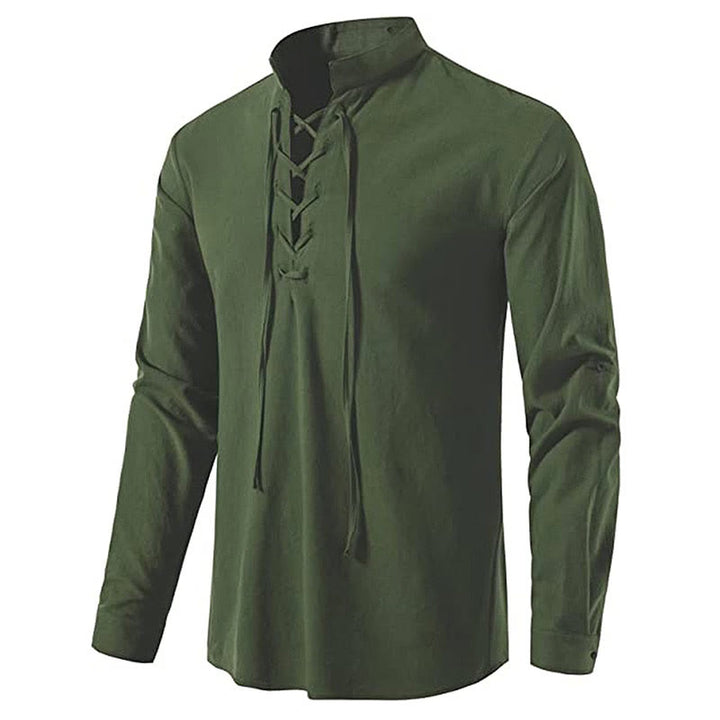WorldNorse Medieval Lace-Up Tunic Henley Costume Shirt - Green - 3XL - image 14