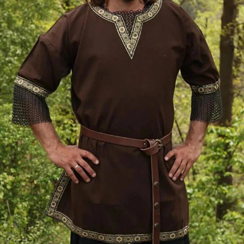 WorldNorse Medieval Embroidered Trim Tunic Costume Shirt