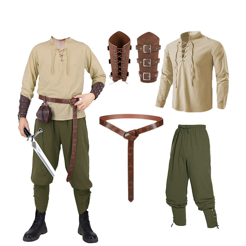 WorldNorse Medieval Nordic Tunic 4-Piece Costume Set