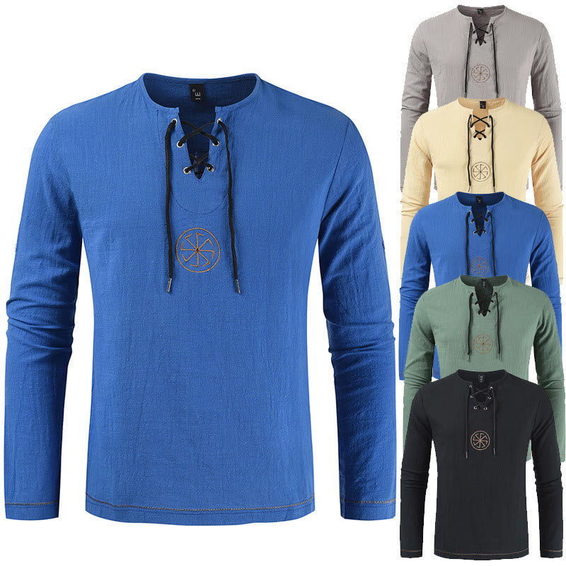 WorldNorse Nordic Lace-Up Collar Costume Shirt - image 9