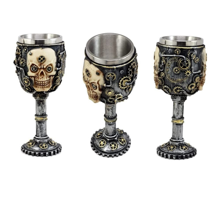 WorldNorse Steampunk Gear Skull Goblet