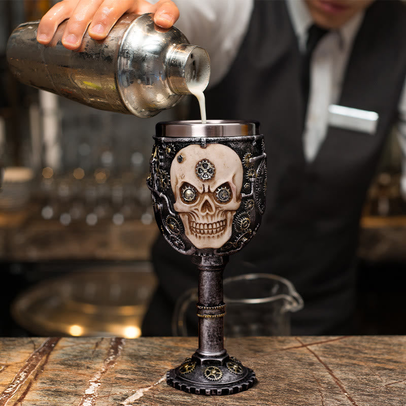 WorldNorse Steampunk Gear Skull Goblet