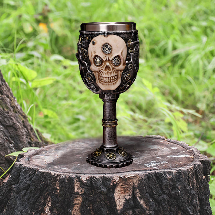 WorldNorse Steampunk Gear Skull Goblet