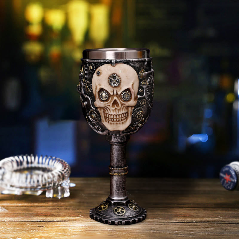 WorldNorse Steampunk Gear Skull Goblet